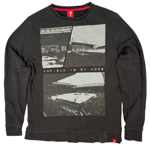LFC Liverpool FC Anfield Is My Home Black Crew Sweatshirt Men's Medium - Picture 1 of 4
